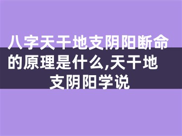 八字天干地支阴阳断命的原理是什么,天干地支阴阳学说