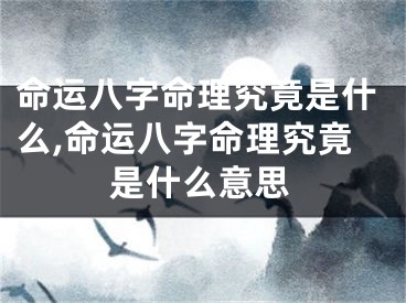命运八字命理究竟是什么,命运八字命理究竟是什么意思