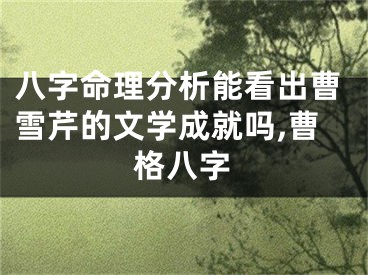 八字命理分析能看出曹雪芹的文学成就吗,曹格八字