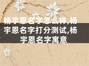 杨宇恩名字怎么样,杨宇恩名字打分测试,杨宇恩名字寓意