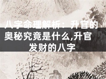 八字命理解析：升官的奥秘究竟是什么,升官发财的八字