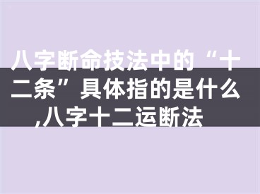 八字断命技法中的“十二条”具体指的是什么,八字十二运断法