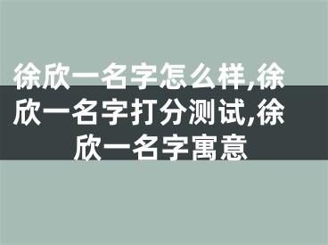 徐欣一名字怎么样,徐欣一名字打分测试,徐欣一名字寓意