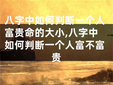八字中如何判断一个人富贵命的大小,八字中如何判断一个人富不富贵