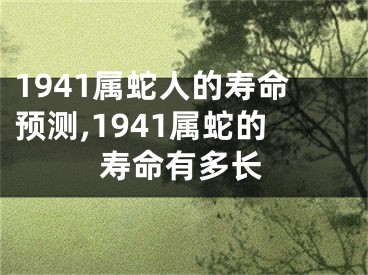 1941属蛇人的寿命预测,1941属蛇的寿命有多长