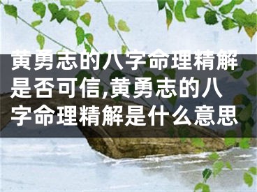 黄勇志的八字命理精解是否可信,黄勇志的八字命理精解是什么意思
