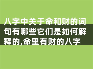 八字中关于命和财的词句有哪些它们是如何解释的,命里有财的八字