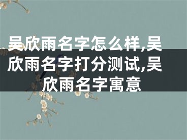 吴欣雨名字怎么样,吴欣雨名字打分测试,吴欣雨名字寓意