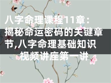 八字命理课程11章：揭秘命运密码的关键章节,八字命理基础知识视频讲座第一讲