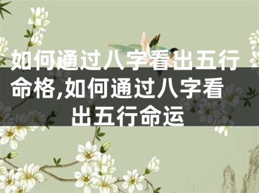 如何通过八字看出五行命格,如何通过八字看出五行命运