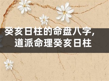 癸亥日柱的命盘八字,道派命理癸亥日柱