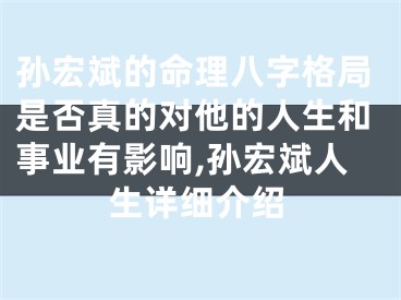 孙宏斌的命理八字格局是否真的对他的人生和事业有影响,孙宏斌人生详细介绍