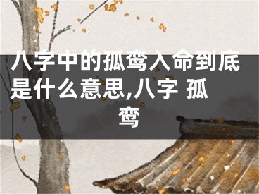 八字中的孤鸾入命到底是什么意思,八字 孤鸾