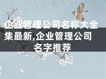 企业管理公司名称大全集最新,企业管理公司名字推荐