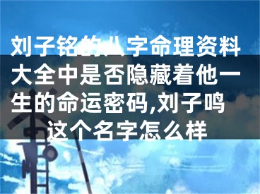 刘子铭的八字命理资料大全中是否隐藏着他一生的命运密码,刘子鸣这个名字怎么样