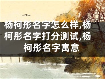杨柯彤名字怎么样,杨柯彤名字打分测试,杨柯彤名字寓意