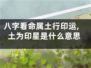 八字看命属土行印运,土为印星是什么意思