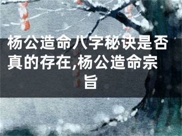 杨公造命八字秘诀是否真的存在,杨公造命宗旨