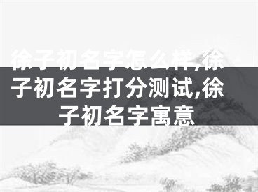 徐子初名字怎么样,徐子初名字打分测试,徐子初名字寓意
