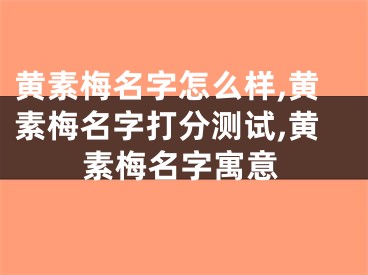 黄素梅名字怎么样,黄素梅名字打分测试,黄素梅名字寓意