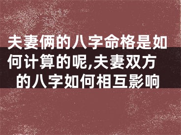 夫妻俩的八字命格是如何计算的呢,夫妻双方的八字如何相互影响