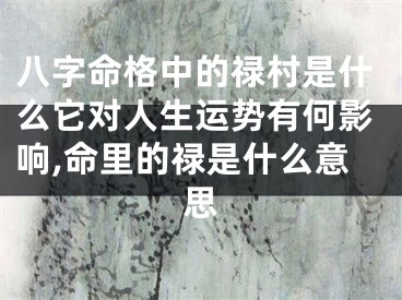 八字命格中的禄村是什么它对人生运势有何影响,命里的禄是什么意思