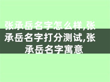 张承岳名字怎么样,张承岳名字打分测试,张承岳名字寓意