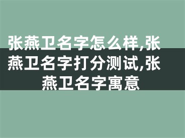 张燕卫名字怎么样,张燕卫名字打分测试,张燕卫名字寓意