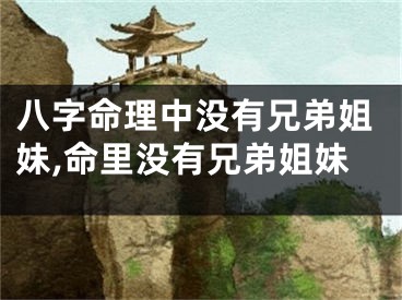 八字命理中没有兄弟姐妹,命里没有兄弟姐妹