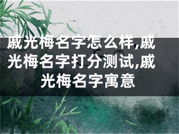 戚光梅名字怎么样,戚光梅名字打分测试,戚光梅名字寓意