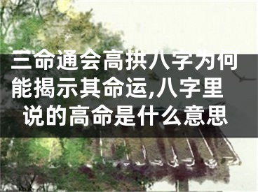 三命通会高拱八字为何能揭示其命运,八字里说的高命是什么意思
