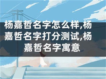 杨嘉哲名字怎么样,杨嘉哲名字打分测试,杨嘉哲名字寓意