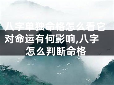 八字单独命格怎么看它对命运有何影响,八字怎么判断命格