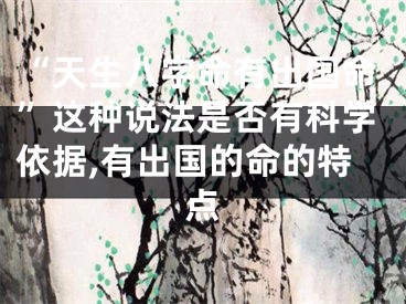 “天生八字命有出国命”这种说法是否有科学依据,有出国的命的特点