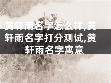 黄轩雨名字怎么样,黄轩雨名字打分测试,黄轩雨名字寓意