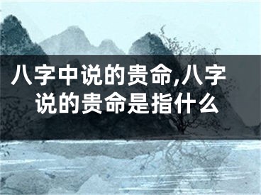 八字中说的贵命,八字说的贵命是指什么