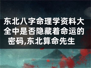 东北八字命理学资料大全中是否隐藏着命运的密码,东北算命先生