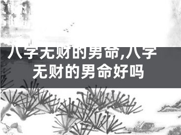 八字无财的男命,八字无财的男命好吗