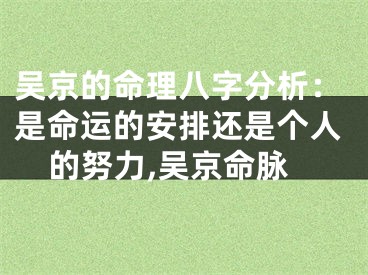吴京的命理八字分析：是命运的安排还是个人的努力,吴京命脉