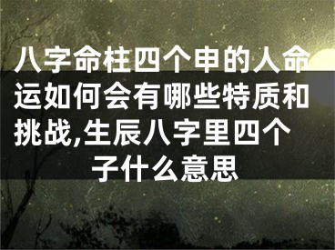 八字命柱四个申的人命运如何会有哪些特质和挑战,生辰八字里四个子什么意思