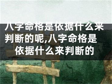八字命格是依据什么来判断的呢,八字命格是依据什么来判断的