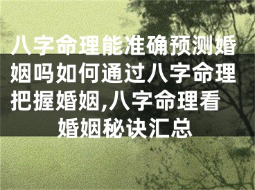 八字命理能准确预测婚姻吗如何通过八字命理把握婚姻,八字命理看婚姻秘诀汇总