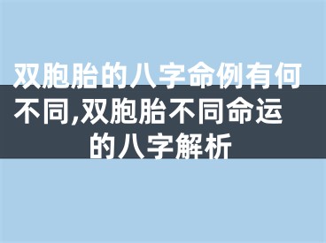 双胞胎的八字命例有何不同,双胞胎不同命运的八字解析