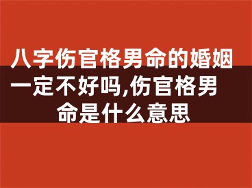 八字伤官格男命的婚姻一定不好吗,伤官格男命是什么意思