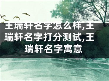 王瑞轩名字怎么样,王瑞轩名字打分测试,王瑞轩名字寓意