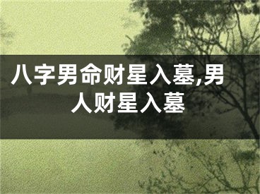八字男命财星入墓,男人财星入墓