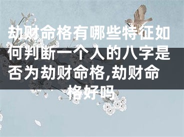 劫财命格有哪些特征如何判断一个人的八字是否为劫财命格,劫财命格好吗