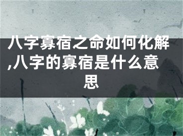 八字寡宿之命如何化解,八字的寡宿是什么意思