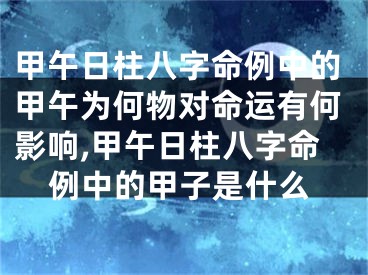 甲午日柱八字命例中的甲午为何物对命运有何影响,甲午日柱八字命例中的甲子是什么