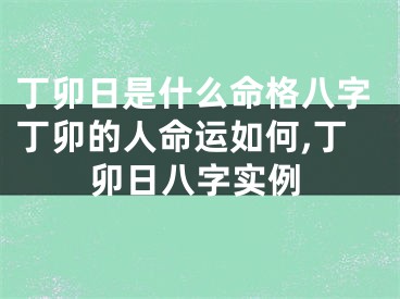 丁卯日是什么命格八字丁卯的人命运如何,丁卯日八字实例